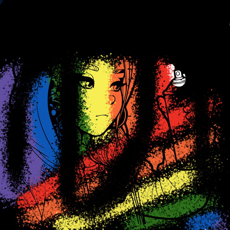 a realistic girl, spray painting