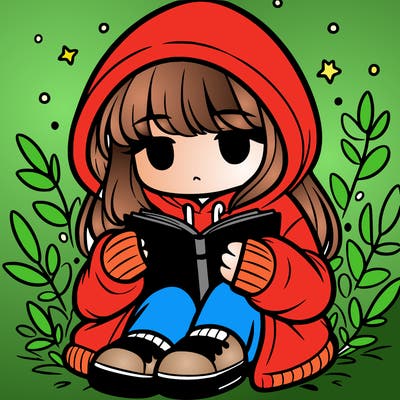 girl in oversized hoodie reading a book