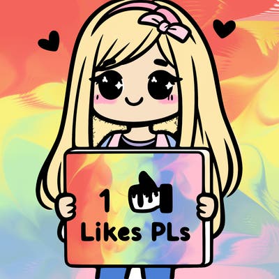 girl holding a sign saying 10 likes pls