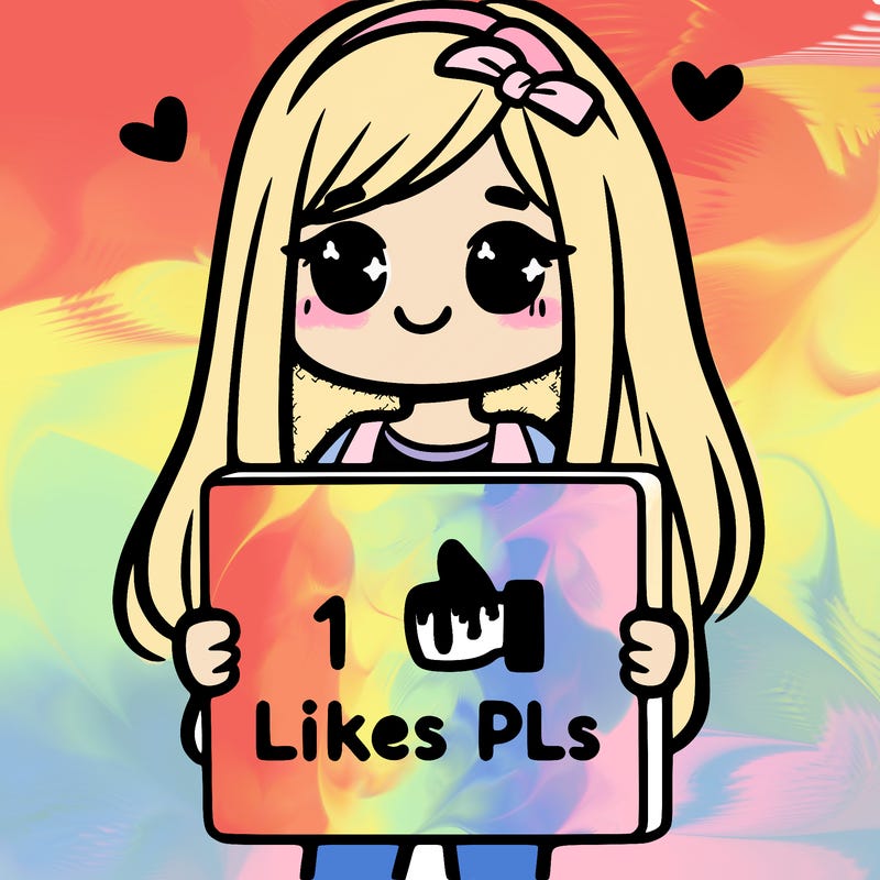 girl holding a sign saying 10 likes pls