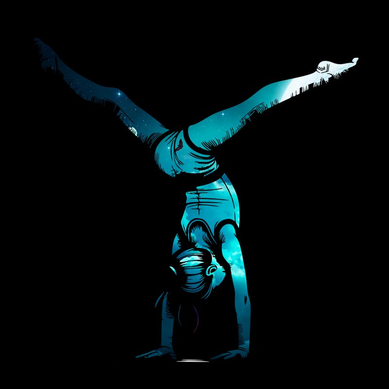 realistic gymnastic hand stand girl in four splits