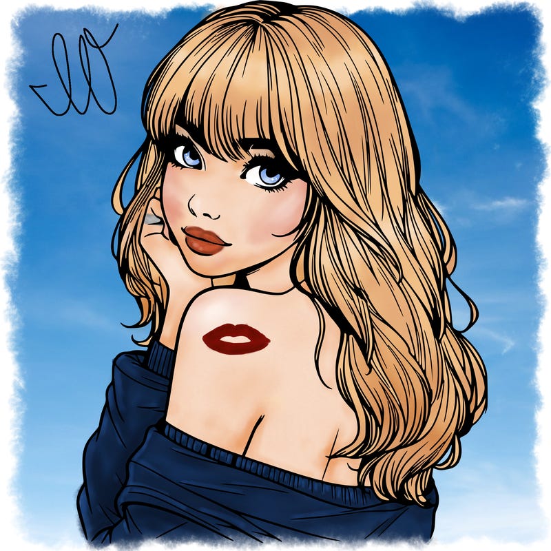 realistic girl with bangs looking over her shoulder