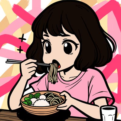 a girl eating food