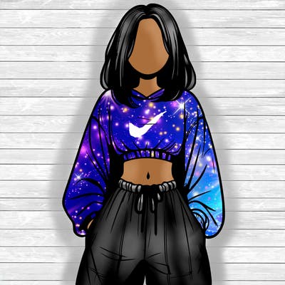 realistic girl faceless with baggy pants and a crop top