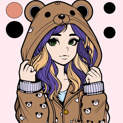 realistic girl in a animal pjs hoodie
