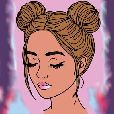 woman with hair buns