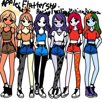 a group of girls wearing crop tops and shorts