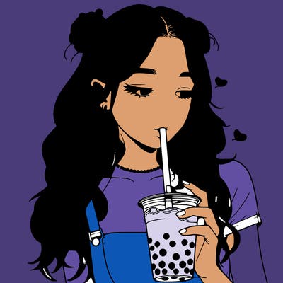 aesthetic realistic girl with boba