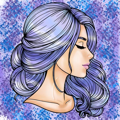 realistic woman's head & hair