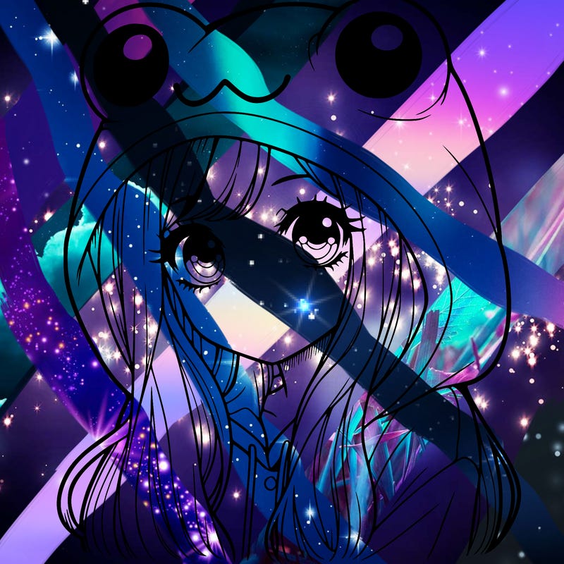 a pretty girl wearing a frog hoodie portrait with long hair