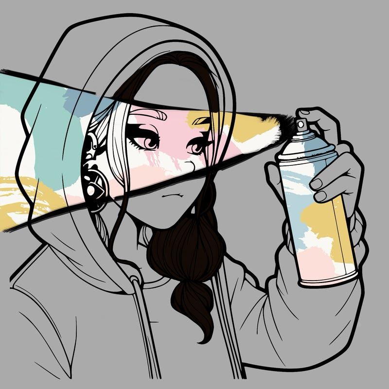 a realistic girl, spray painting