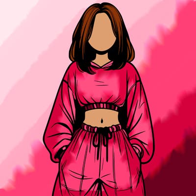 realistic girl faceless with baggy pants and a crop top