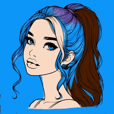 realistic girl with a ponytail on her hair and lips