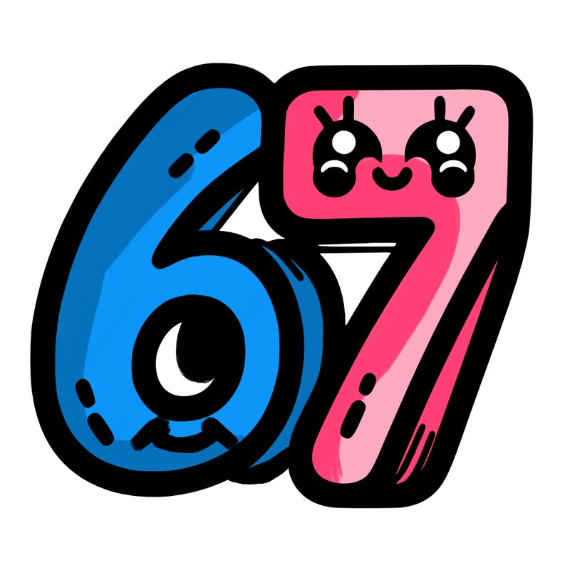 the numbers 67