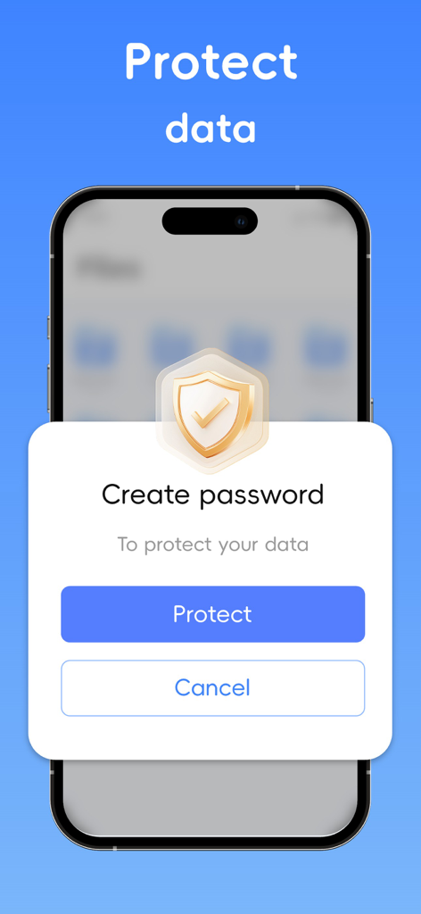 Schermata dello smartphone che mostra un popup per creare una password per proteggere i dati all'interno dell'app di estrazione zip