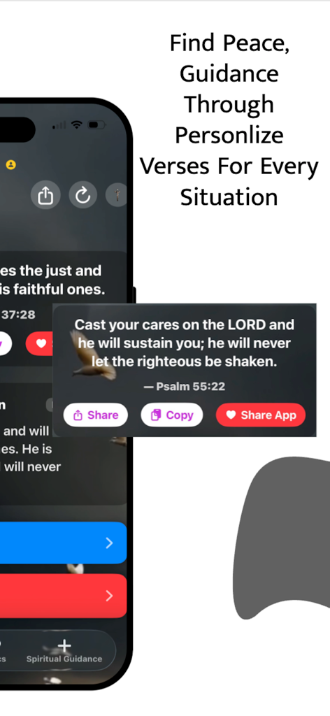 Holy Bible .. - Ein Smartphone, das eine personalisierte Schriftkarte aus Psalm 55 in der Holy Bible App zeigt.
