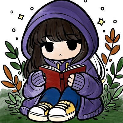 girl in oversized hoodie reading a book