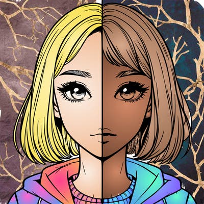 split realistic girl