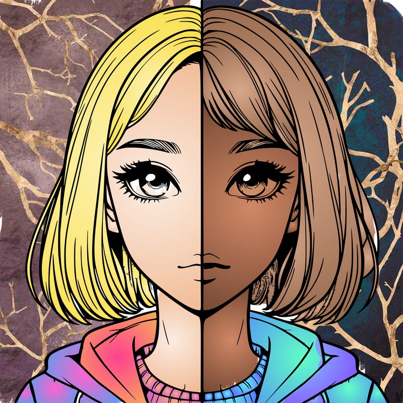 split realistic girl