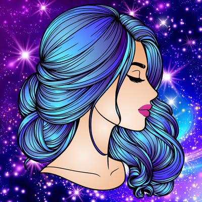 realistic woman's head & hair