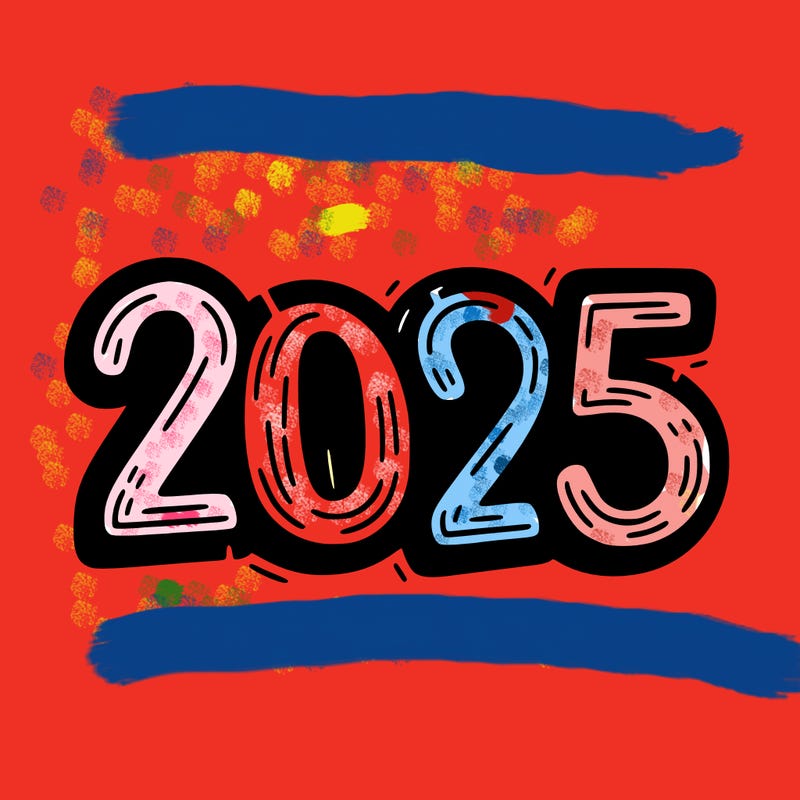 one line scrawled numbers sketch design “2025”