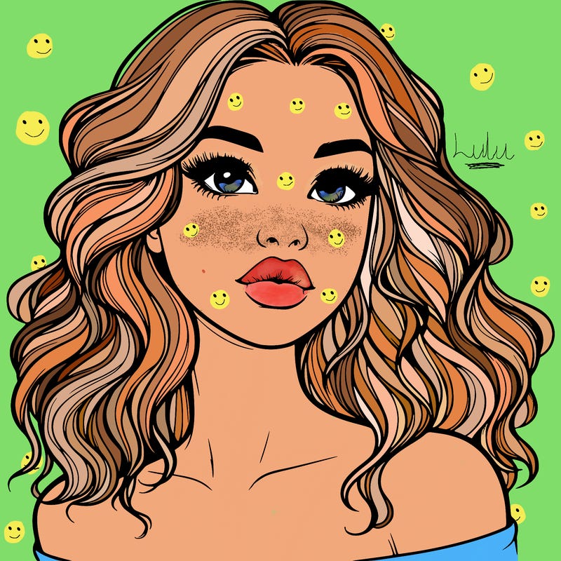 realistic girl with wavy hair and lips
