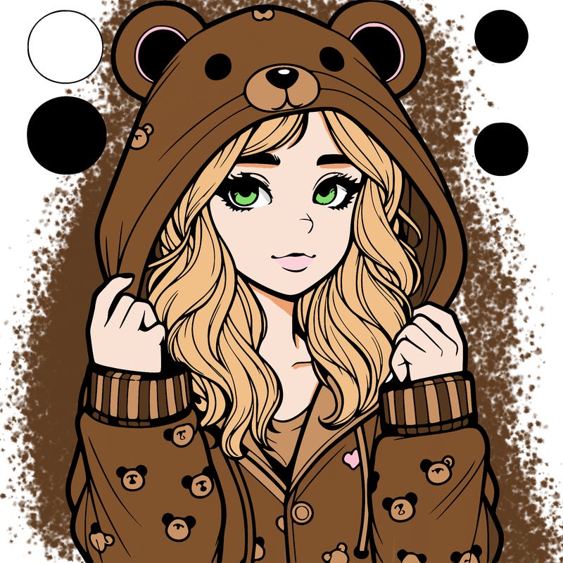 realistic girl in a animal pjs hoodie