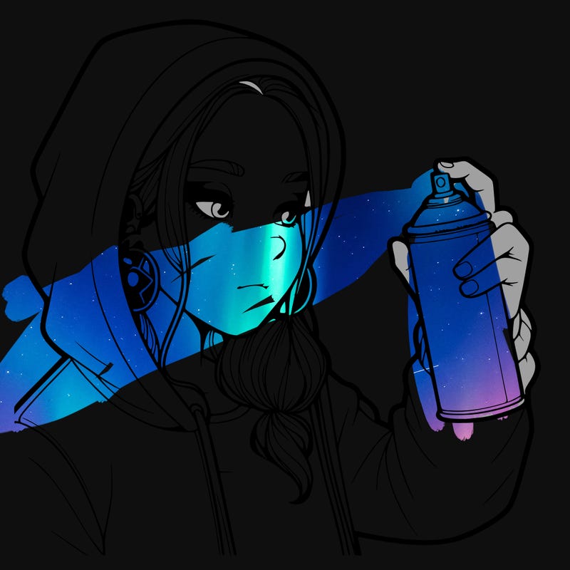 a realistic girl, spray painting