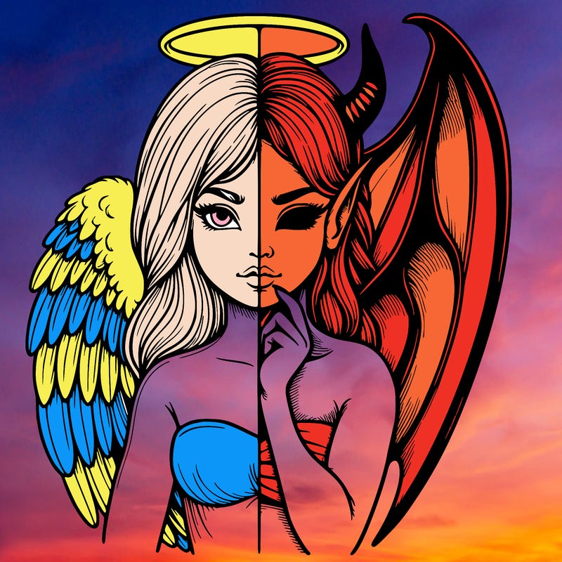 realistic angel half demon