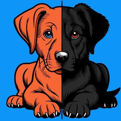 realistic dog split picture