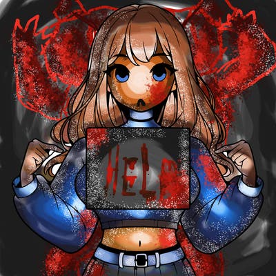 girl holding a blank sign in a long sleeve crop top