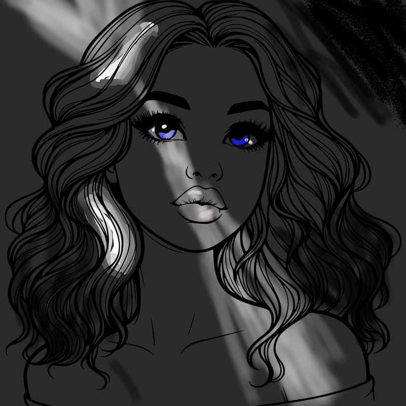 realistic girl with wavy hair and lips