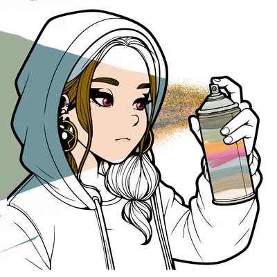 a realistic girl, spray painting