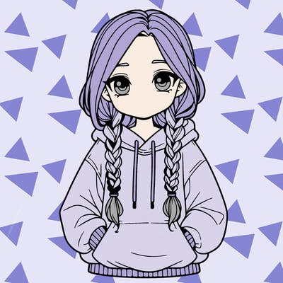 a realistic girl with a oversized hoodie and she has braids