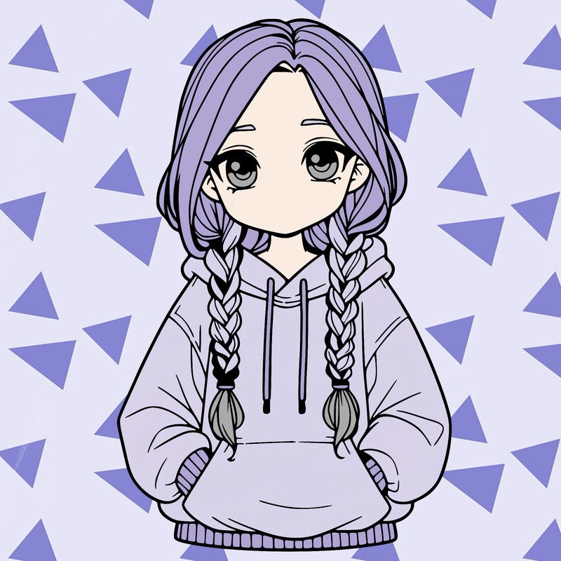 a realistic girl with a oversized hoodie and she has braids