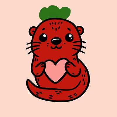 otter with a heart
