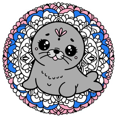a cute baby seal mandala