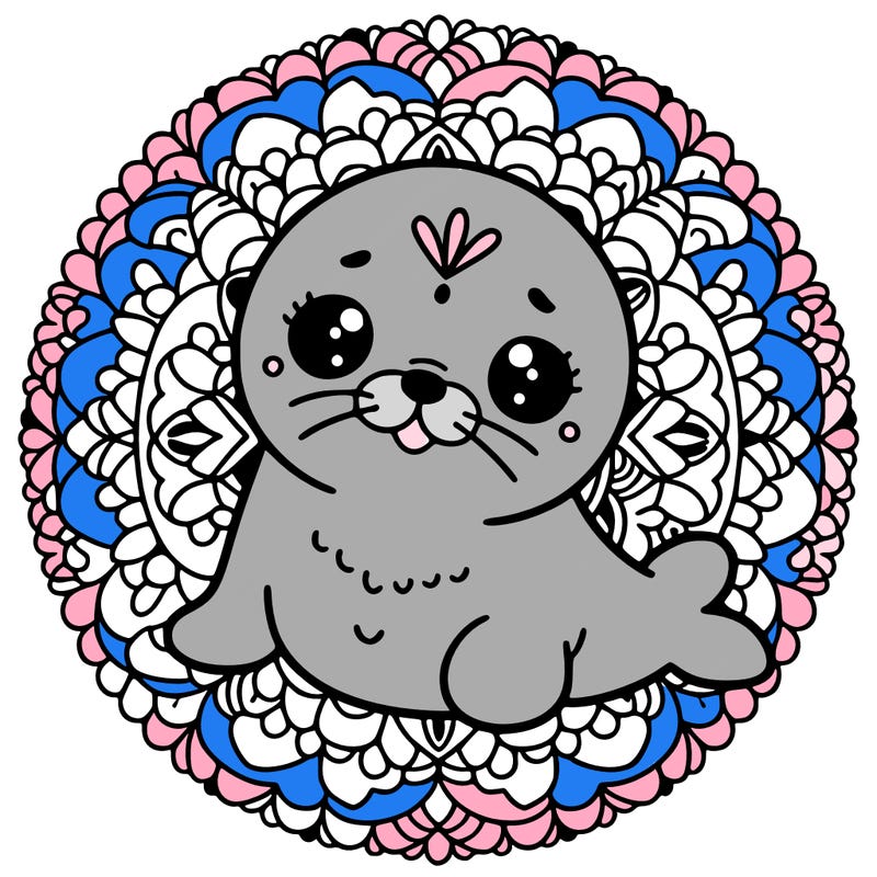 a cute baby seal mandala