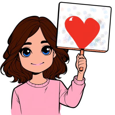 realistic girl holding up a sign