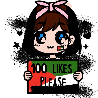 girl holding sign saying 100 likes please