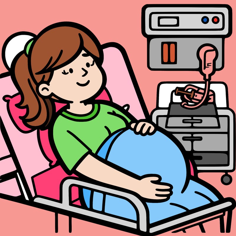 pregnant woman giving birth at hospital