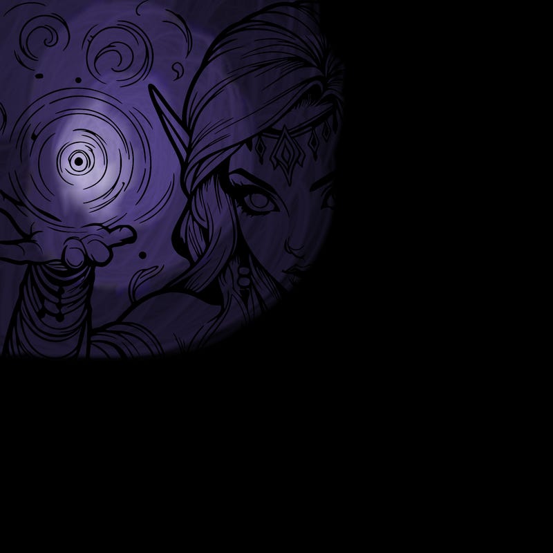 realistic scary beautiful elf sorceress casting spell