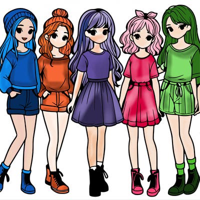 a group of five girls