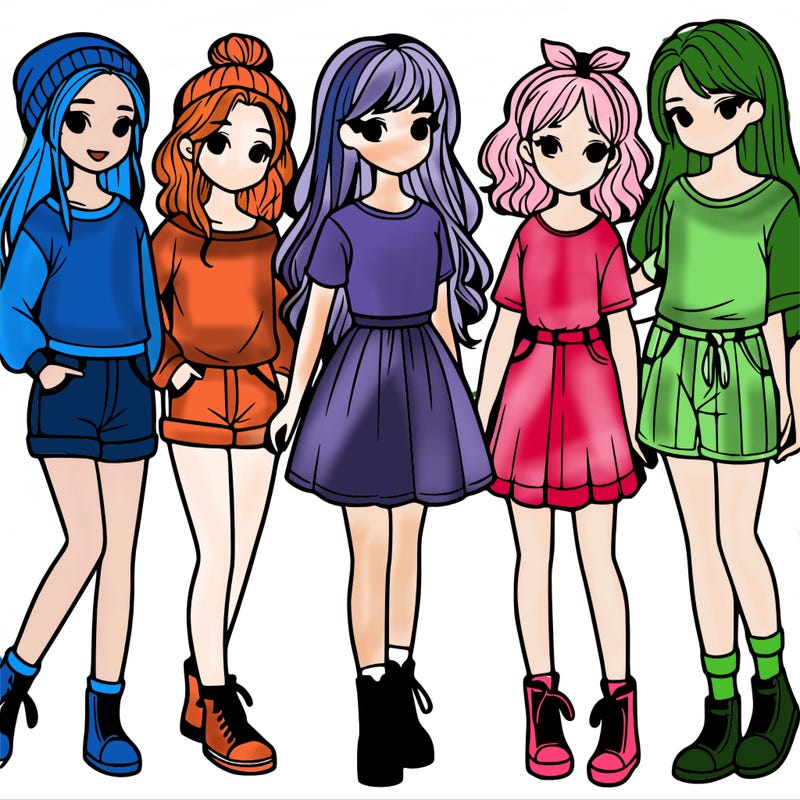 a group of five girls