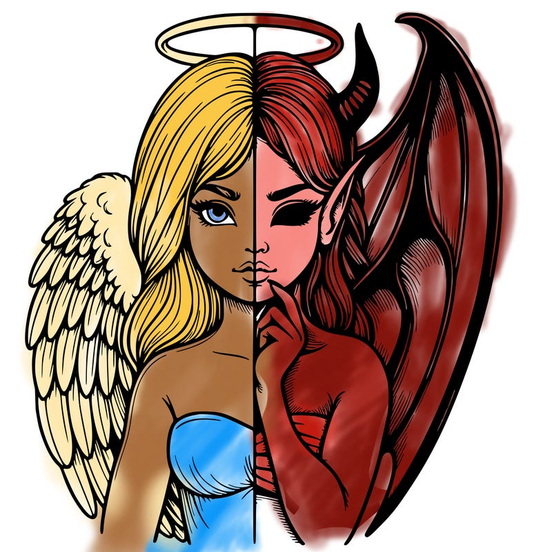 realistic angel half demon