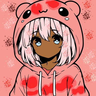 anime cute girl with hoodie