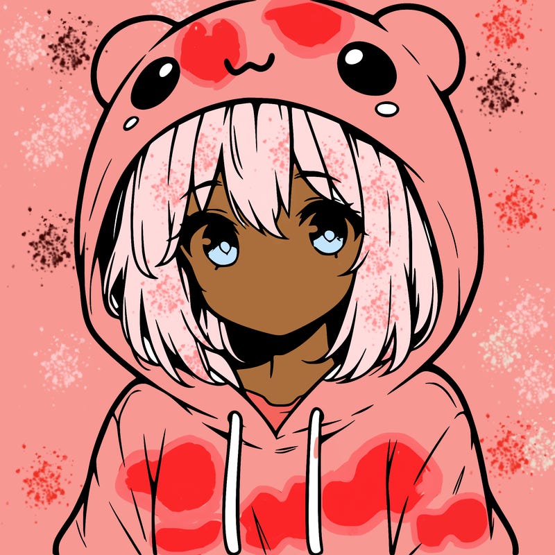 anime cute girl with hoodie