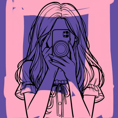 a realistic girl holding her phone taking pictures