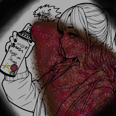 a realistic girl spray, painting