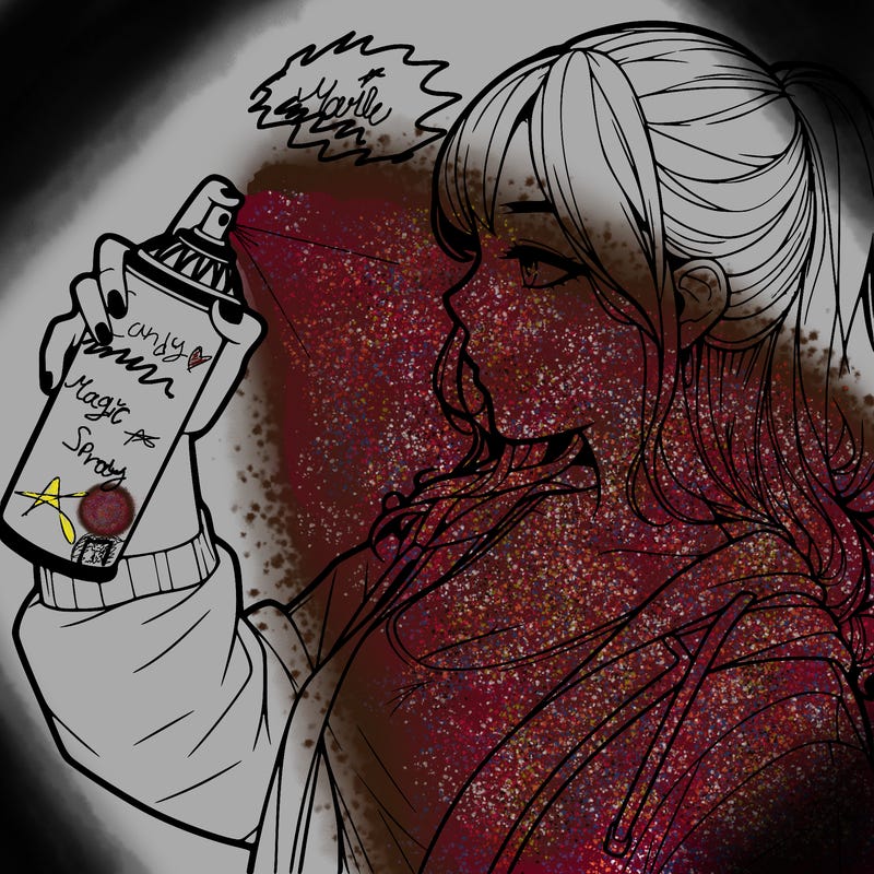 a realistic girl spray, painting